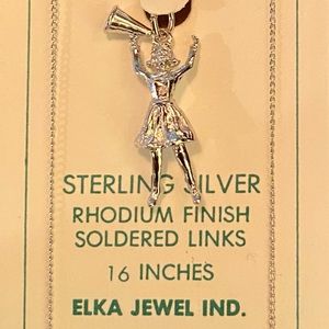Sterling Silver Cheerleader Megaphone Pendant Charm Necklace